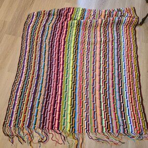 Handmade Multicolor Chevron Zigzag Pattern Crochet Blanket By Tom Gray